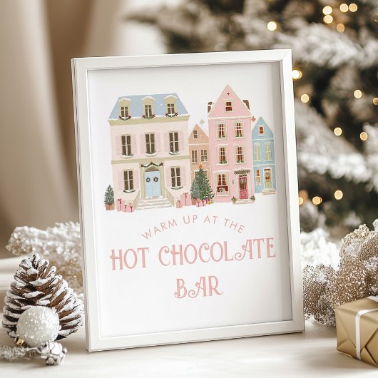 Hot Chocolate Bar Christmas village Baby Shower ポスター
