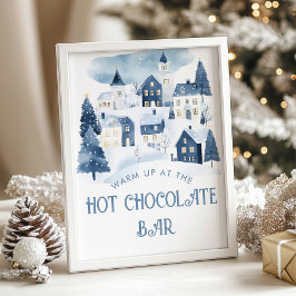 Hot Chocolate Bar Christmas village Baby Shower ポスター