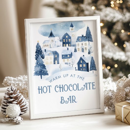 Hot Chocolate Bar Christmas village Baby Shower ポスター