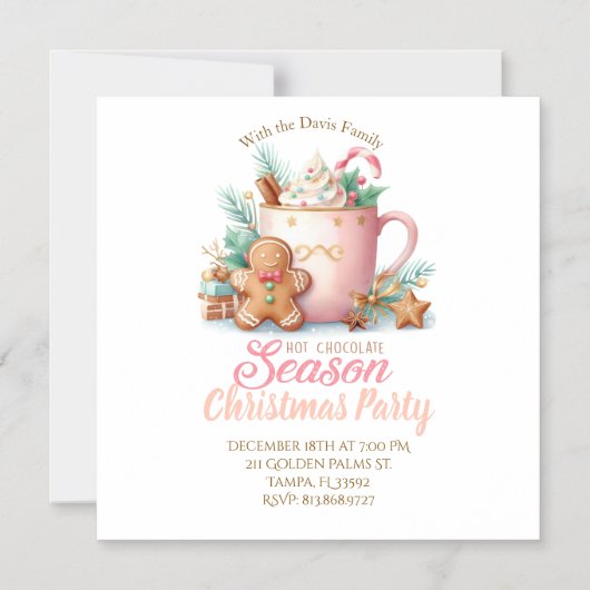 Hot Chocolate Christmas Magnet Party Invitation  マグネット招待状 (正面)