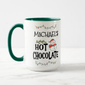 Hot Chocolate Christmas Snowman & Custom Name マグカップ (左)
