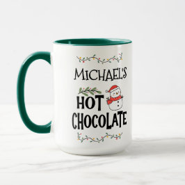 Hot Chocolate Christmas Snowman & Custom Name マグカップ