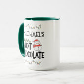 Hot Chocolate Christmas Snowman & Custom Name マグカップ (正面左)