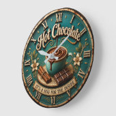 Hot Chocolate Coffee Bar Rustic Farmhouse ラージ壁時計 (傾斜)