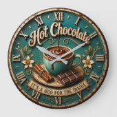 Hot Chocolate Coffee Bar Rustic Farmhouse ラージ壁時計 (正面)