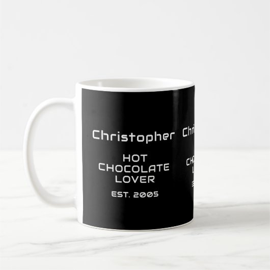 Hot Chocolate Lover White Sci-Fi Script Name Est. コーヒーマグカップ (左)