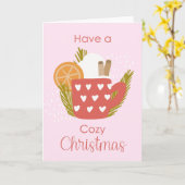 Hot Chocolate Mug Christmas Holiday Greeting カード (黄色い花)