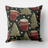 Hot Chocolate Mugs And Christmas Tree Cookies クッション (裏面)