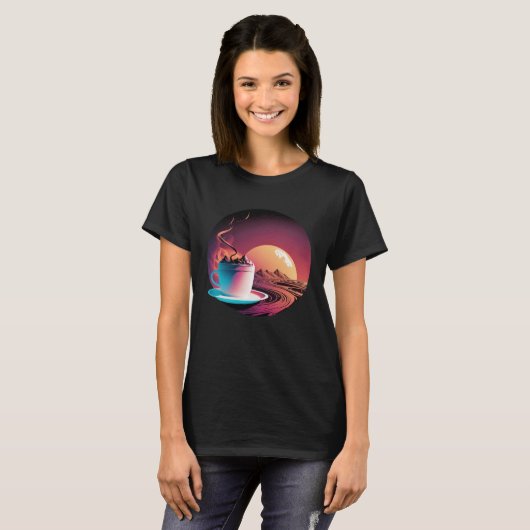 Hot Chocolate Synthwave 80s Retrowave Aesthetic 1 Tシャツ (正面フル)
