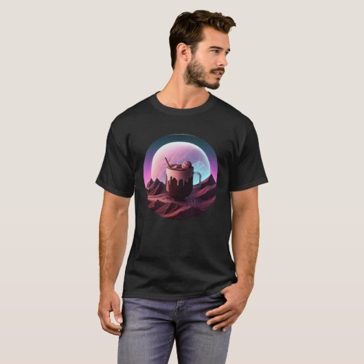 Hot Chocolate Synthwave 80s Retrowave Aesthetic Tシャツ (正面フル)