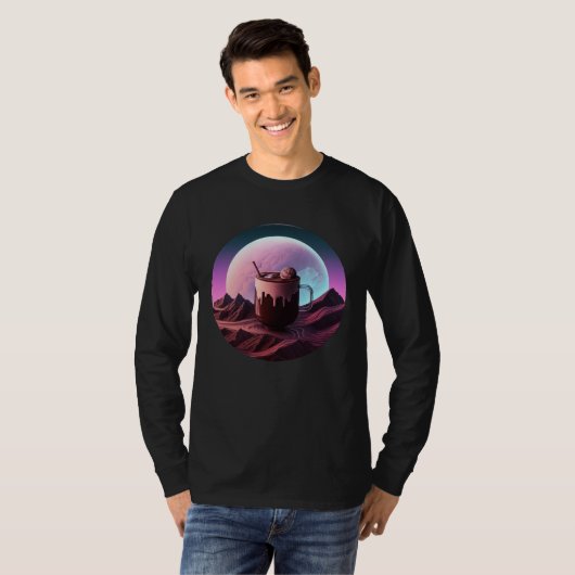 Hot Chocolate Synthwave 80s Retrowave Aesthetic Tシャツ (正面フル)