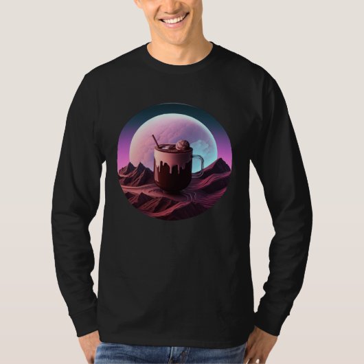 Hot Chocolate Synthwave 80s Retrowave Aesthetic Tシャツ (正面)