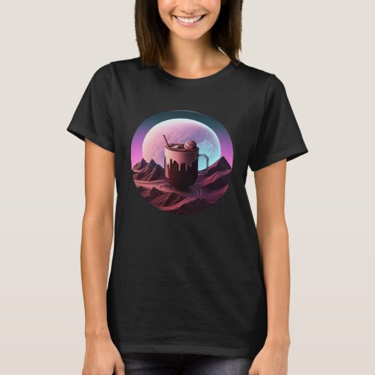 Hot Chocolate Synthwave 80s Retrowave Aesthetic Tシャツ (正面)