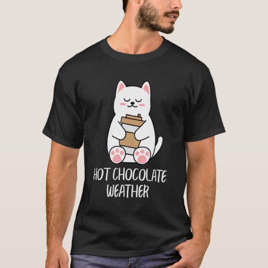 Hot Chocolate Weather Cocoa Cute Cat Tシャツ (正面)