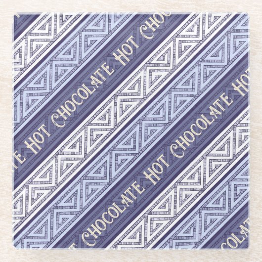 Hot Chocolate White Lilac & Purple Celtic Stripes ガラスコースター (正面)