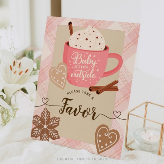 Hot Chocolate Winter Baby Shower Girl Favors Sign 台座サイン