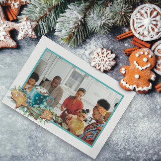 Hot Chocolate with Cookie and Greeneryフラットフォト シーズンカード