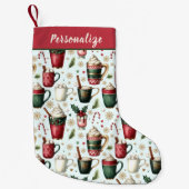Hot Christmas Holiday Drinks Pattern Personalized スモールクリスマスストッキング (正面)