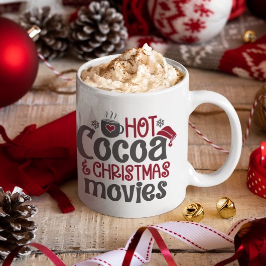 Hot Cocoa and Christmas Movies cute Christmas コーヒーマグカップ