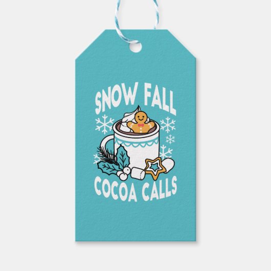 Hot Cocoa and Winter Charm - Snow Fall Cocoa Calls ギフトタグ (正面)