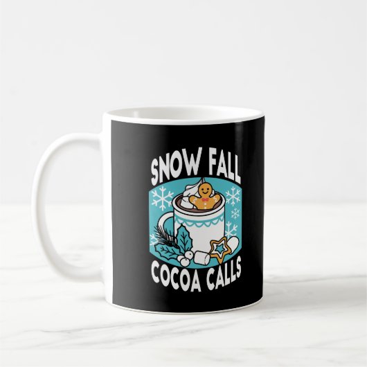 Hot Cocoa and Winter Charm - Snow Fall Cocoa Calls コーヒーマグカップ (左)
