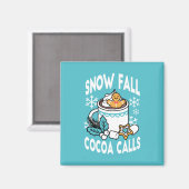Hot Cocoa and Winter Charm - Snow Fall Cocoa Calls マグネット (正面/裏面)