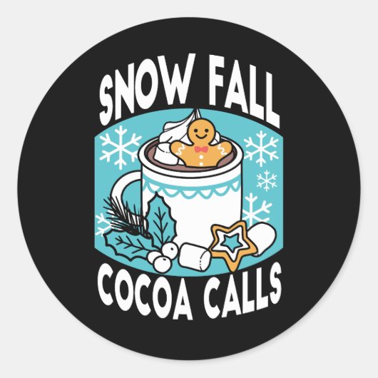 Hot Cocoa and Winter Charm - Snow Fall Cocoa Calls ラウンドシール (正面)