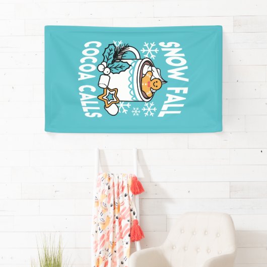 Hot Cocoa and Winter Charm - Snow Fall Cocoa Calls 横断幕 (インサイチュ)