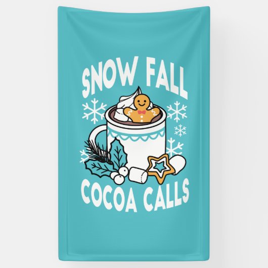 Hot Cocoa and Winter Charm - Snow Fall Cocoa Calls 横断幕 (縦)