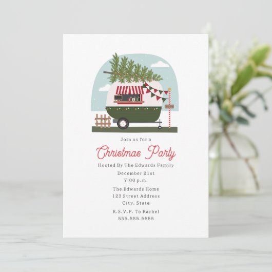 Hot Cocoa Camper Christmas Party 招待状 (スタンド正面)