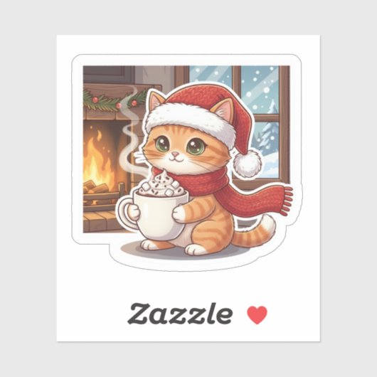 Hot Cocoa Cat Cozy Christmas Mug Sticker シール (シート)