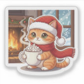 Hot Cocoa Cat Cozy Christmas Mug Sticker シール (正面)