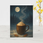 Hot Cocoa Christmas Card – Cozy Holiday Greeting w カード (黄色い花)