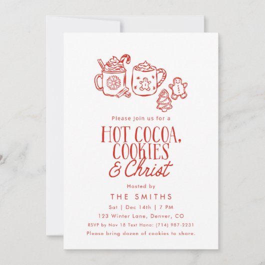 Hot Cocoa Cookies & Christ Christmas Invitation 招待状 (正面)