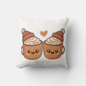 Hot Cocoa Couple Pillow – Cute Cozy Winter Décor クッション (正面)