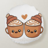 Hot Cocoa Couple Pillow – Cute Cozy Winter Décor ラウンドクッション (裏面)
