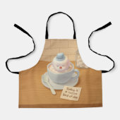 Hot Cocoa Day: Smiling Bichon Marshmallow Art エプロン (正面)