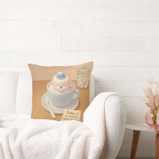 Hot Cocoa Day: Smiling Bichon Marshmallow Art クッション (ソファ)