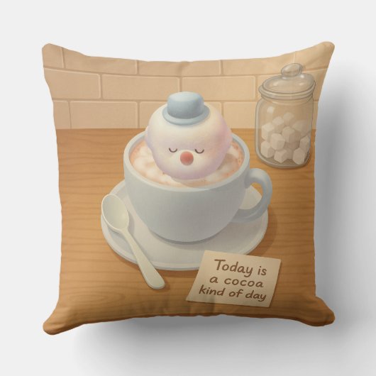 Hot Cocoa Day: Smiling Bichon Marshmallow Art クッション (裏面)