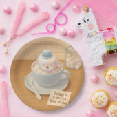Hot Cocoa Day: Smiling Bichon Marshmallow Art ペーパープレート (パーティー)