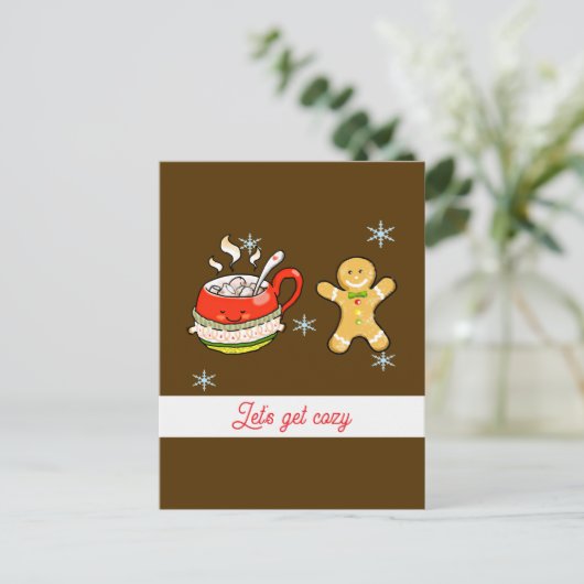 hot cocoa drink + gingerbread man ポストカード (スタンド正面)