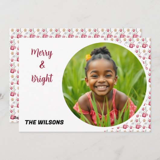 Hot Cocoa Holiday Party Watercolor Art シーズンカード (正面/裏面)