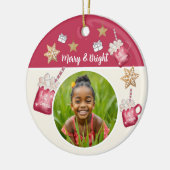 Hot Cocoa Holiday Party Watercolor Art セラミックオーナメント (左)