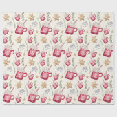 Hot Cocoa Holiday Party Watercolor Art ラッピングペーパー (フラット)