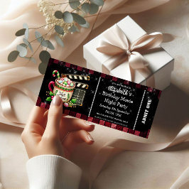 Hot Cocoa Movie Night Birthday Party Ticket 招待状