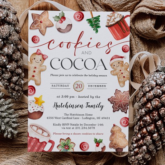 Hot Cocoa Party Invitation - Cookies and Cocoa 招待状