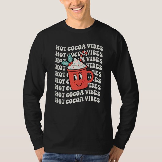Hot Cocoa Vibes Retro Christmas Peppermint Hot Cho Tシャツ (正面)
