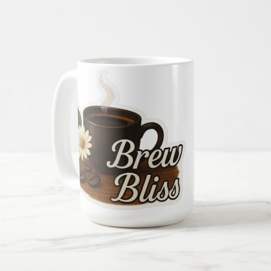 Hot Coffee Cup with Flower and Coffee Beans – Cozy コーヒーマグカップ (正面左)