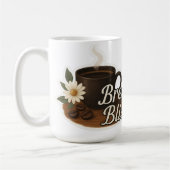 Hot Coffee Cup with Flower and Coffee Beans – Cozy コーヒーマグカップ (左)
