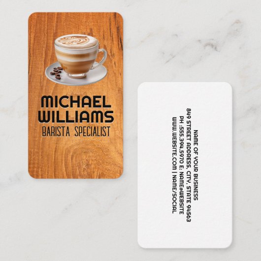 Hot Cup of Coffee | Wood Table 名刺 (正面/裏面)